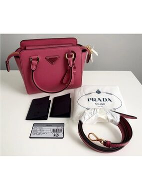 PRADA Borsa A Mano Small Pink Peonia Saffiano Leather Top Handle Bag Crossbody